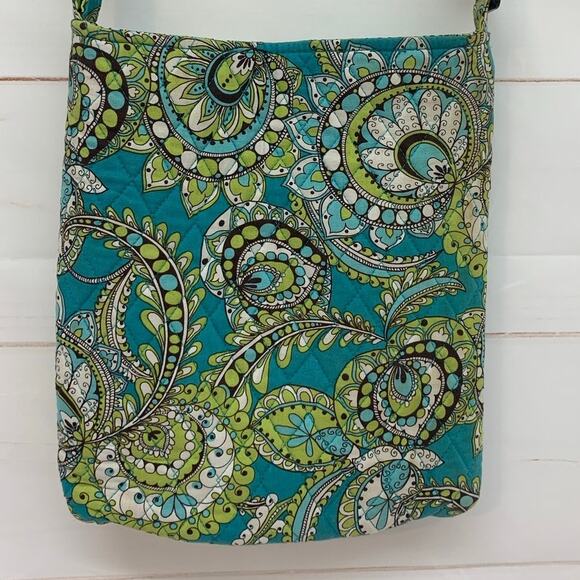 Vera Bradley Crossbody Bag Peacock Pattern Retired 2007 Hipster Teal Green Purse - Picture 3 of 16